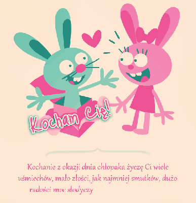 Dwa króliczki z życzeniami na dzień chłopaka